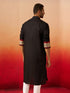Vastramay Men Black Cotton High Neck Digital Print Kurta